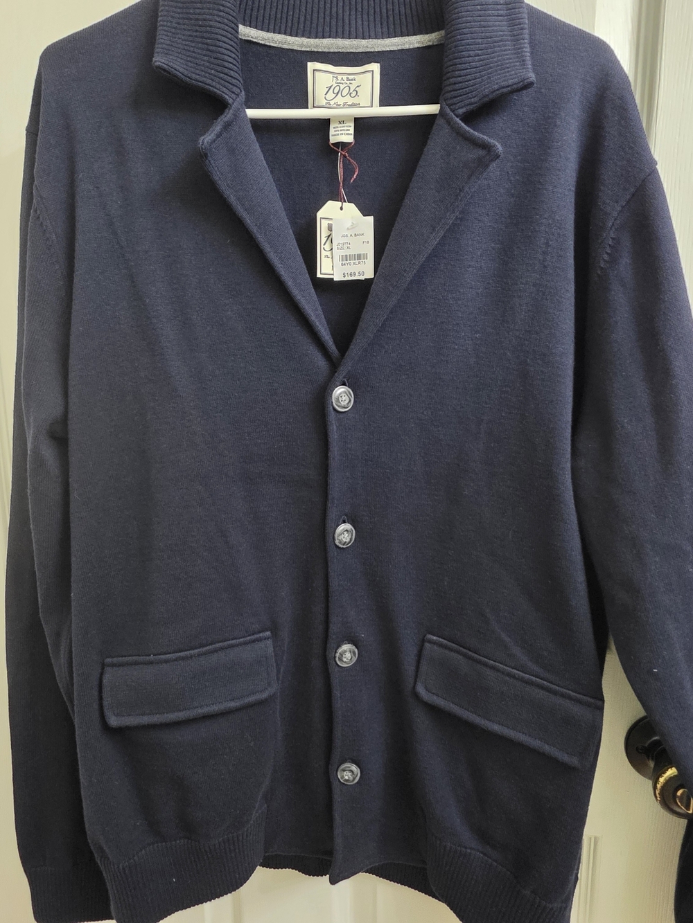 Jos. A. Bank Navy Button-Front Knit Shirt Jacket